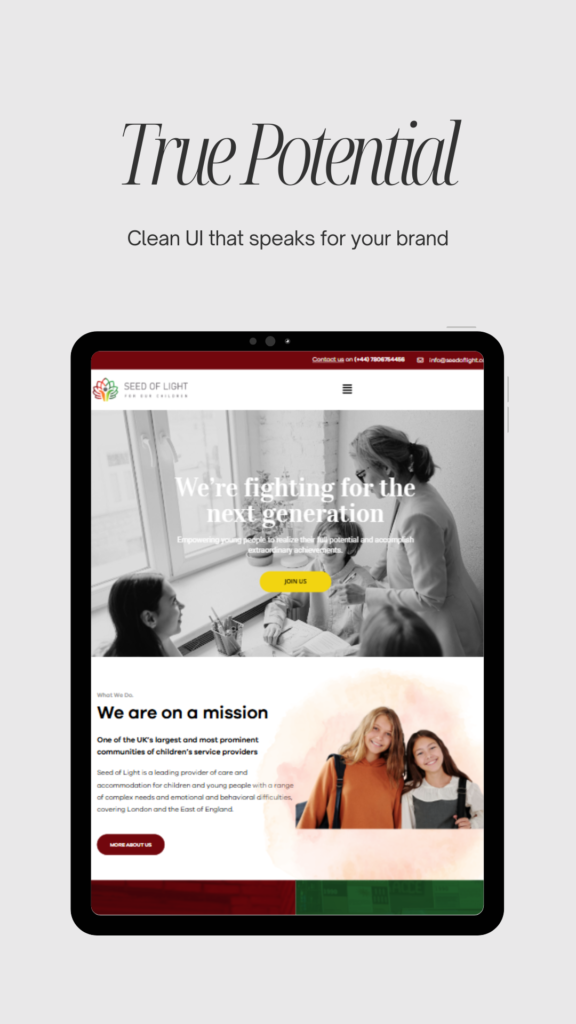 Seed of light Website Design